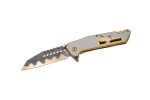 Assisted knife Third K2909 steel handle bathed in gold titanium