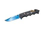Assisted folding knife Third 17141A black aluminum handle with holes and 8cm skull