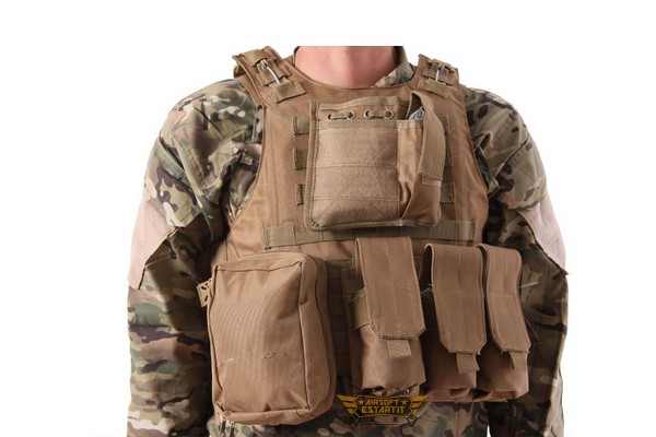Tactical AK Chest Rig Combat Vest Magazine Pouch Airsoft Paintball militare tan 